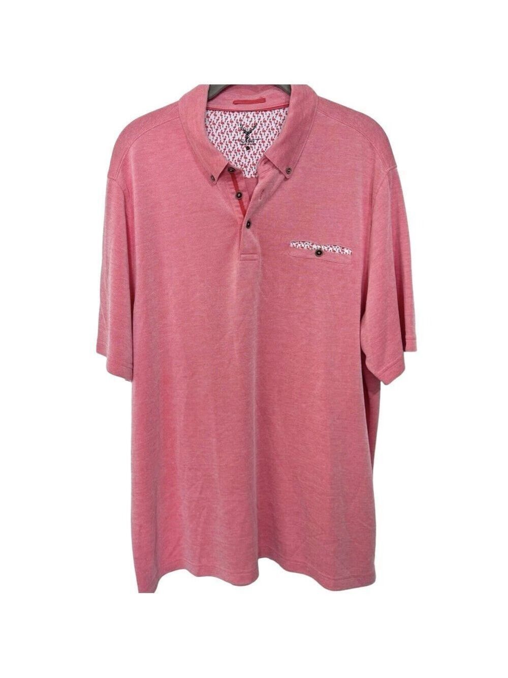 NICOBY AGE OF WISDOM Peach Pink Finish Performance Polo Men’s XL Flamingo Trim